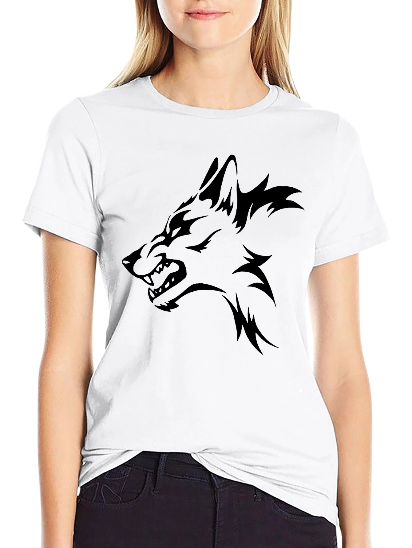 Mens Black T-Shirt - Wolf Graphic Tee