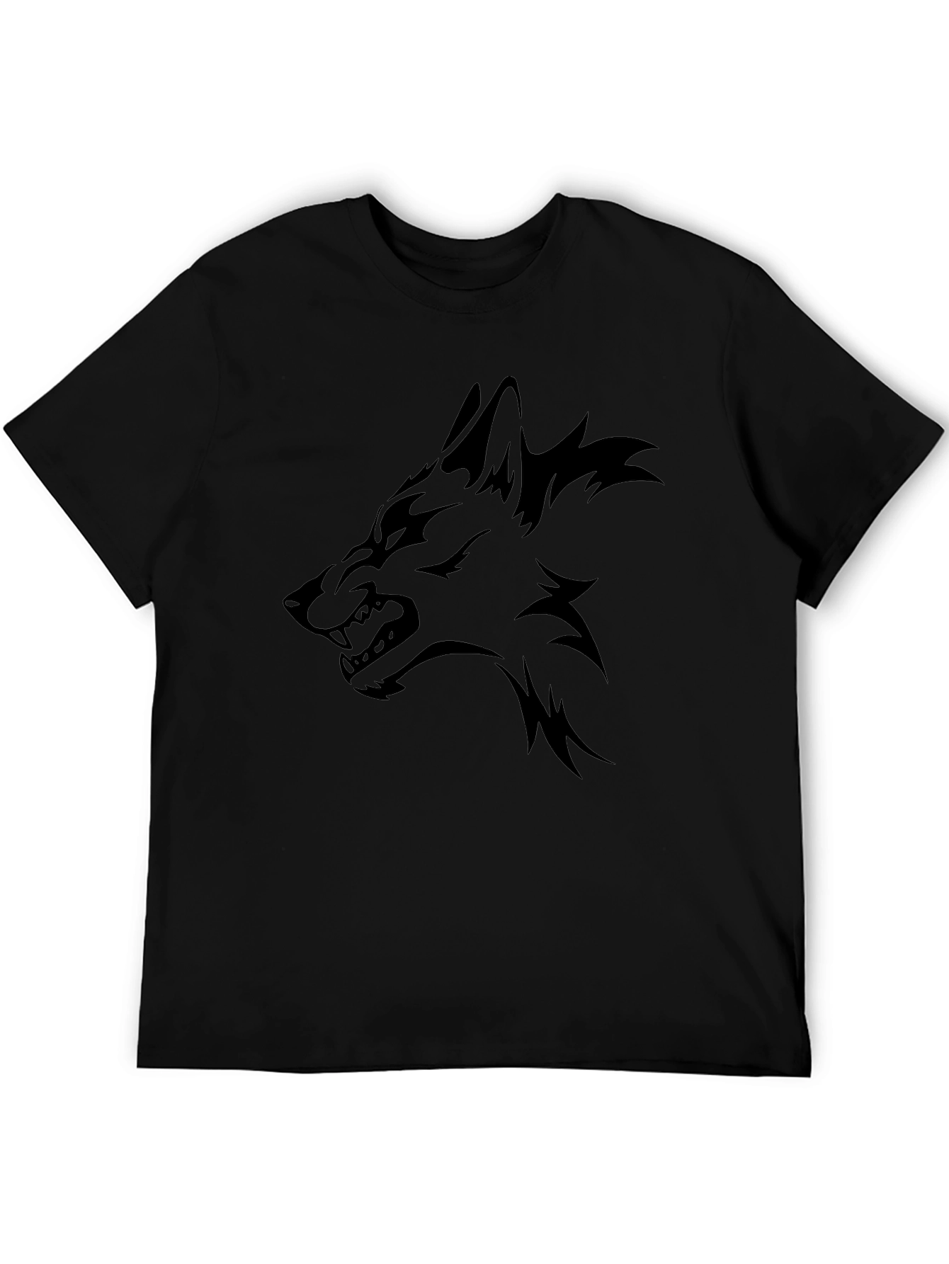 Mens Black T-Shirt - Wolf Graphic Tee