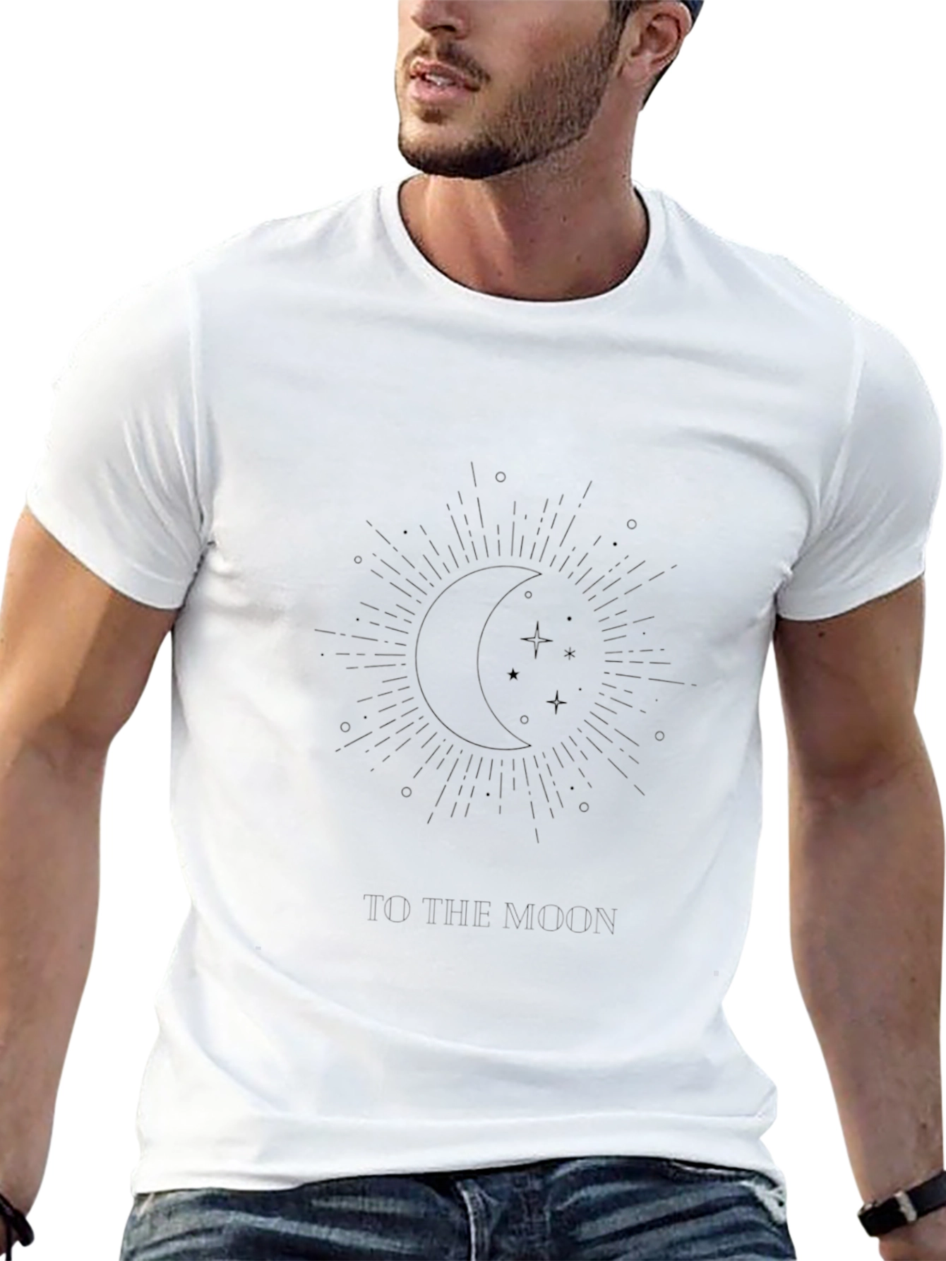 Celestial Moon & Stars Black Graphic Tee