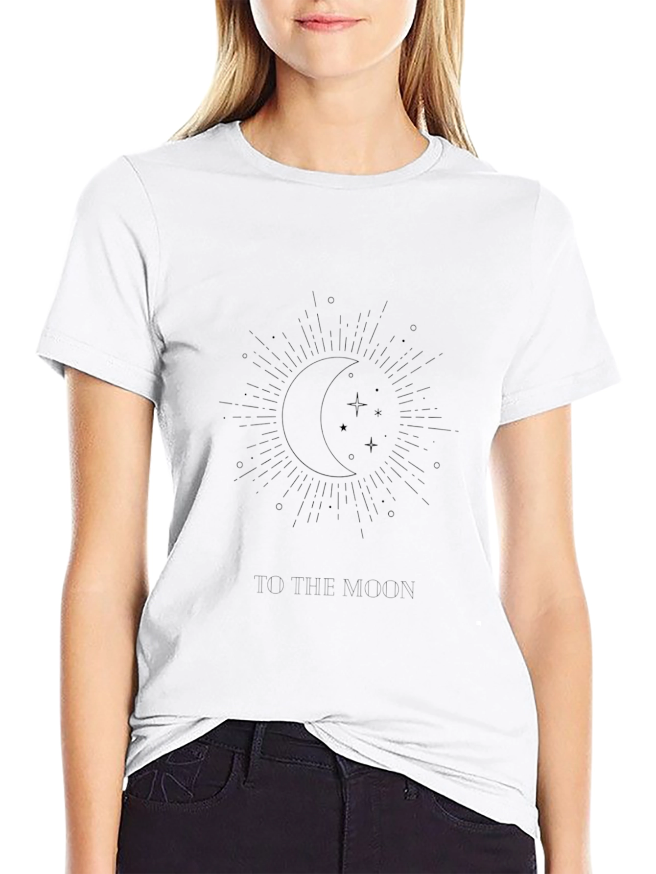 Celestial Moon & Stars Black Graphic Tee