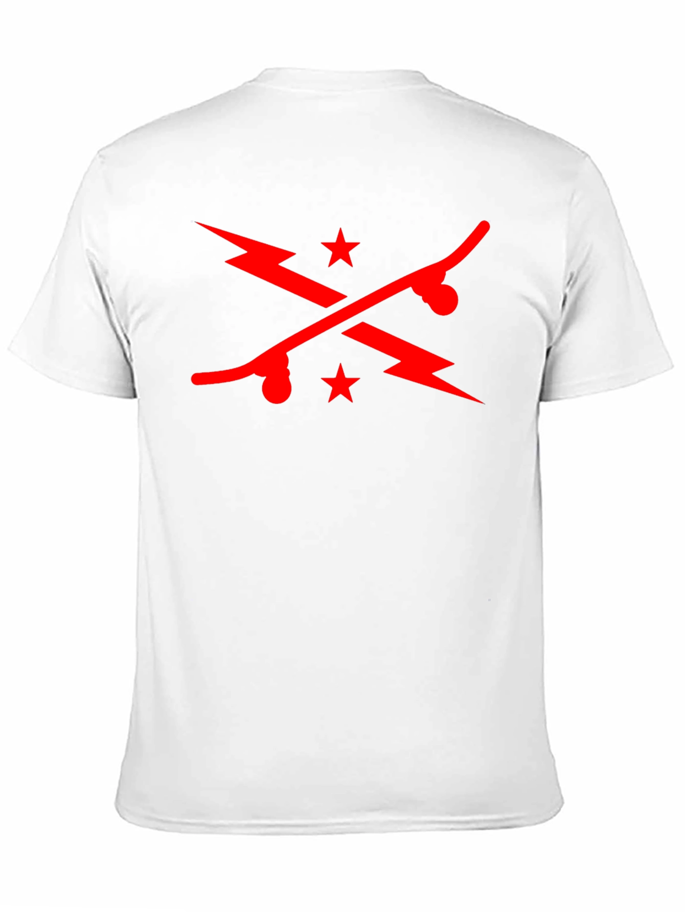 Cool Skateboard & Lightning Bolt Graphic Black T-Shirt