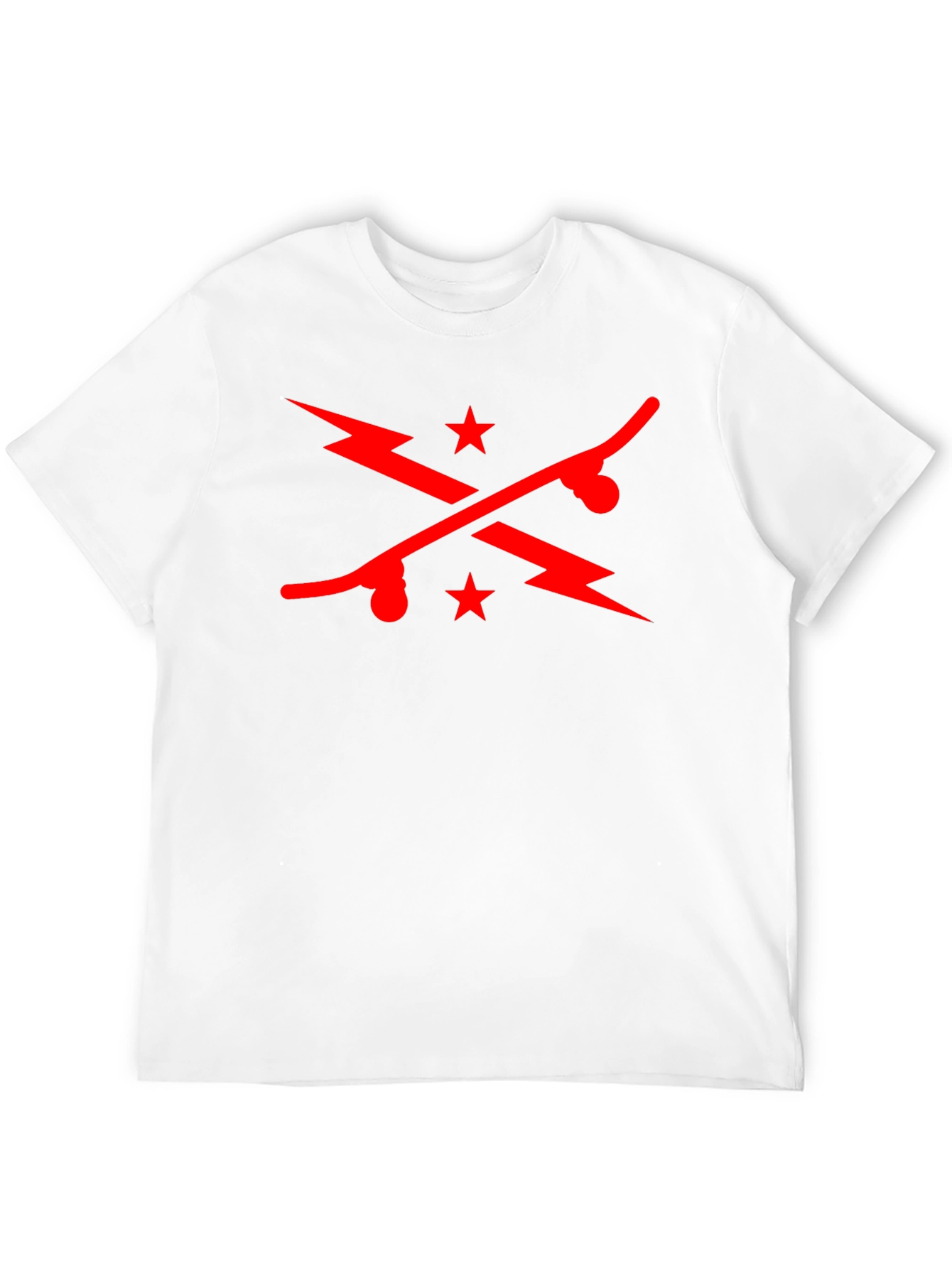 Cool Skateboard & Lightning Bolt Graphic Black T-Shirt