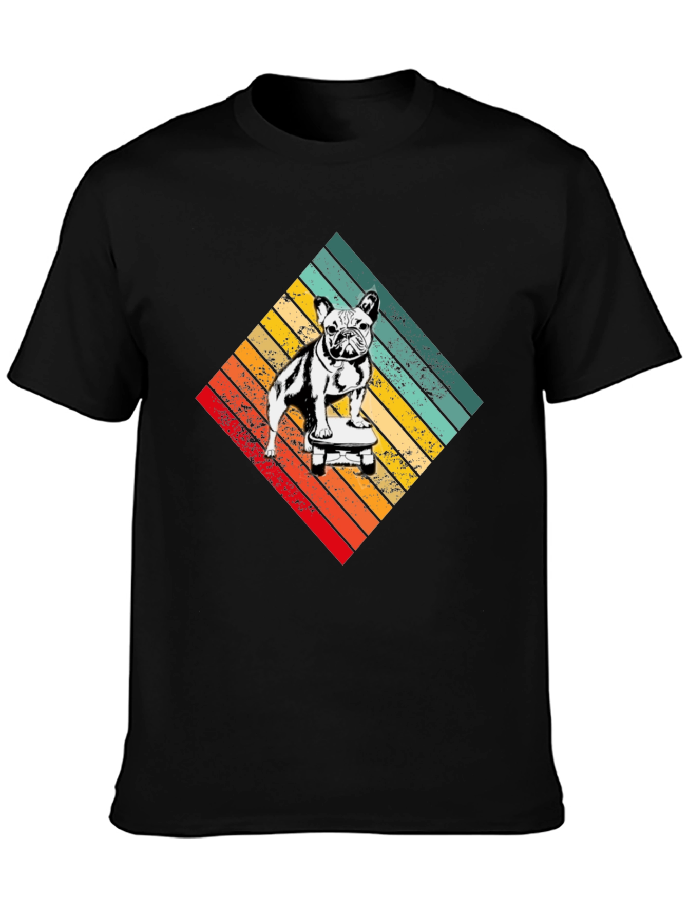 Retro Dog on Skateboard Graphic T-Shirt
