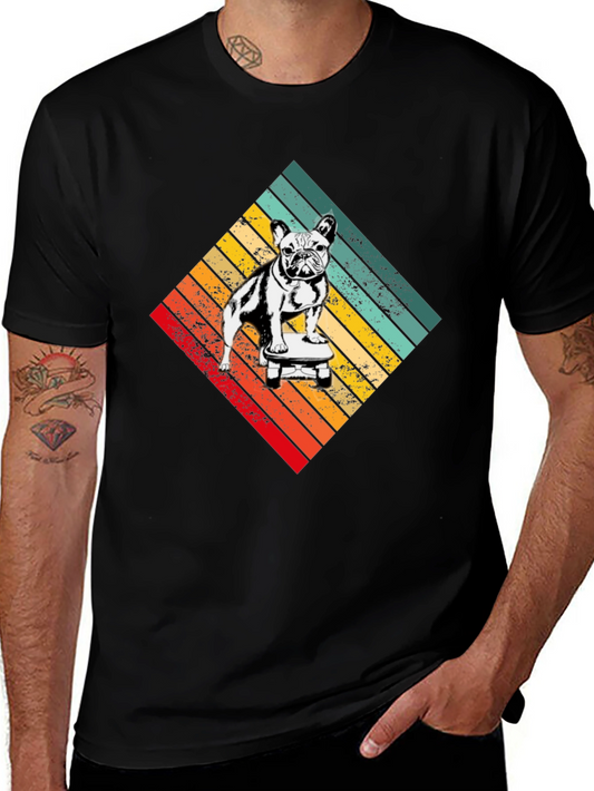 Retro Dog on Skateboard Graphic T-Shirt