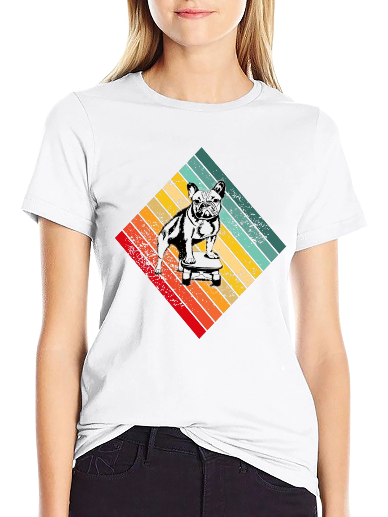 Retro Dog on Skateboard Graphic T-Shirt