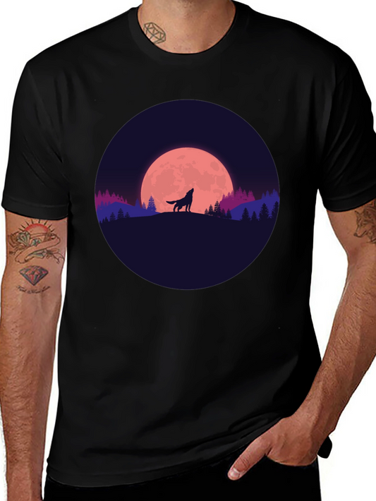 Wolf Howling at Moon Graphic Tee - Black Unisex T-Shirt