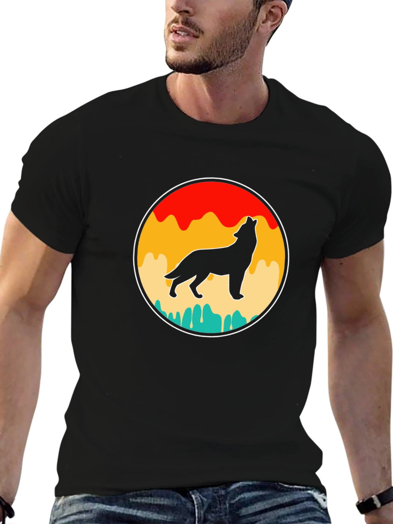 Retro Wolf Silhouette Graphic Tee
