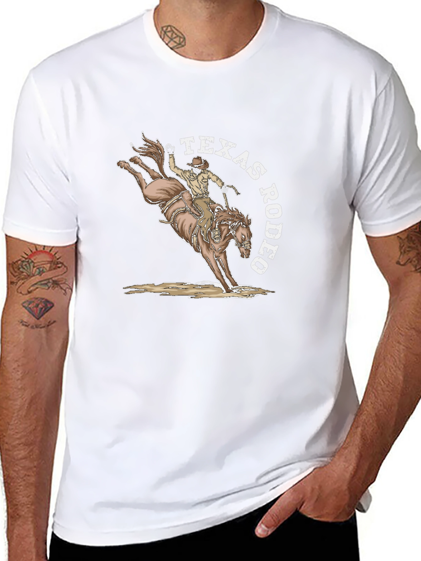 Texas Rodeo Graphic T-Shirt - Cowboy Horseback Riding