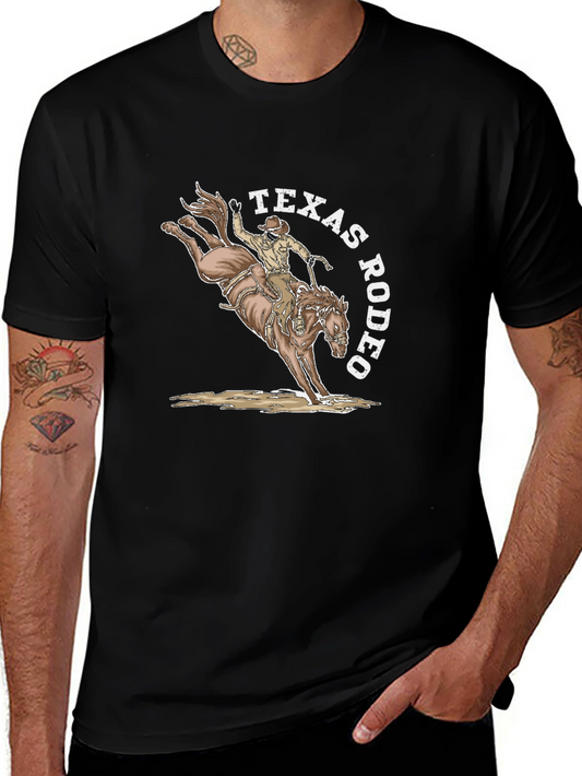 Texas Rodeo Graphic T-Shirt - Cowboy Horseback Riding