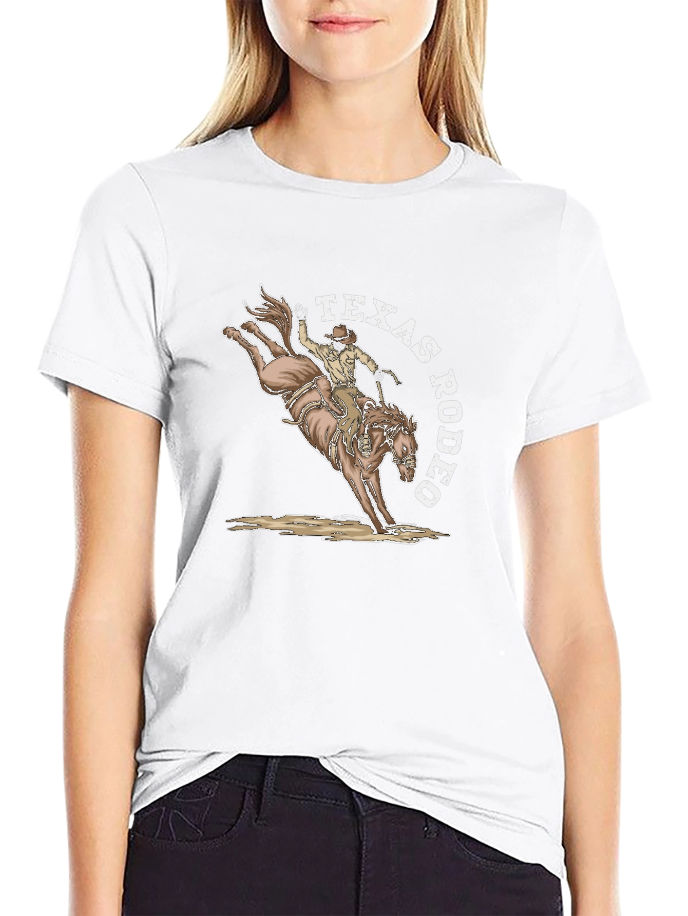 Texas Rodeo Graphic T-Shirt - Cowboy Horseback Riding