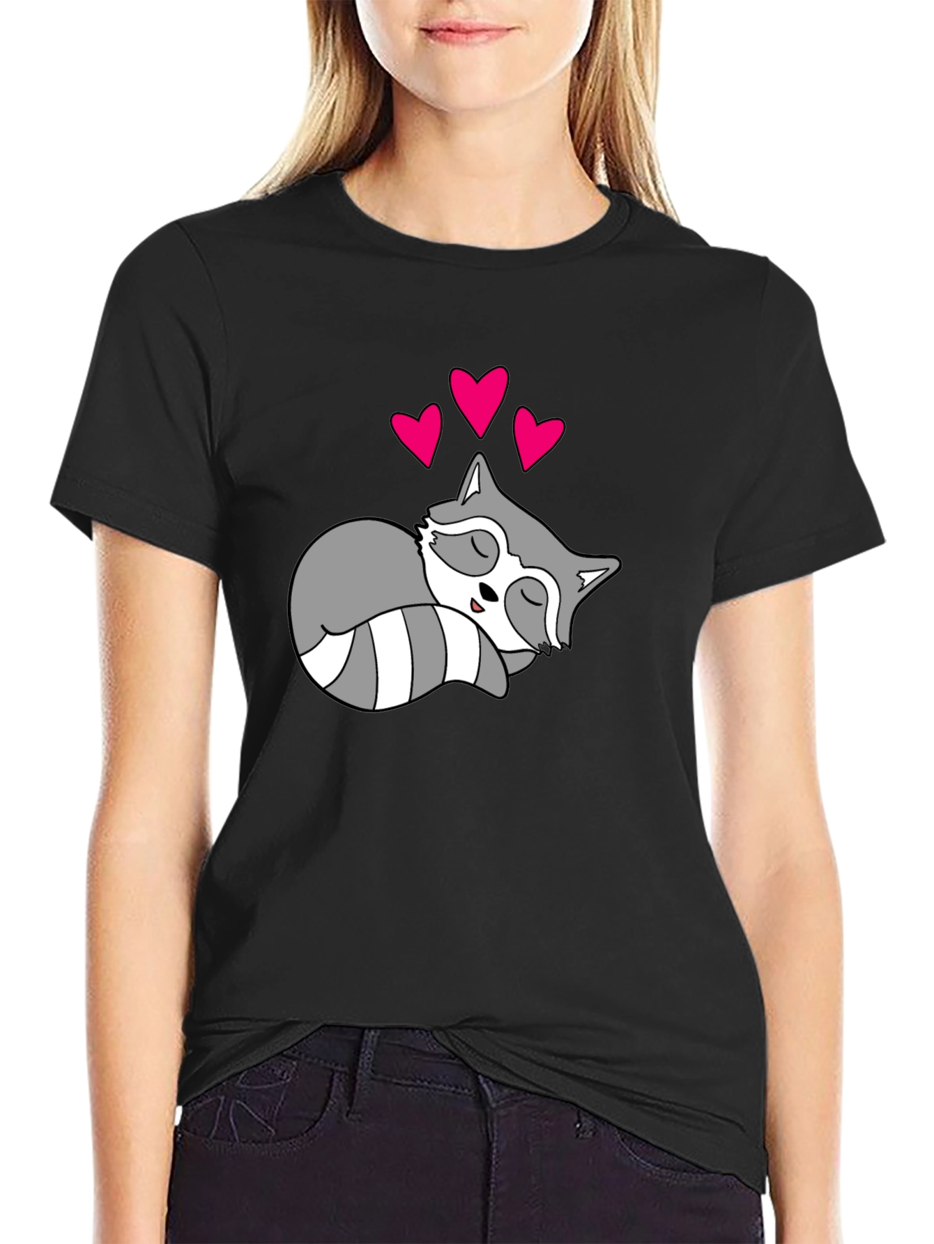 Sleeping Raccoon Graphic Tee - Cute Love Animal Shirt