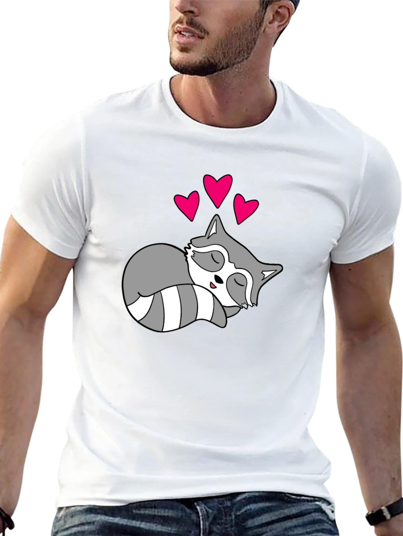 Sleeping Raccoon Graphic Tee - Cute Love Animal Shirt
