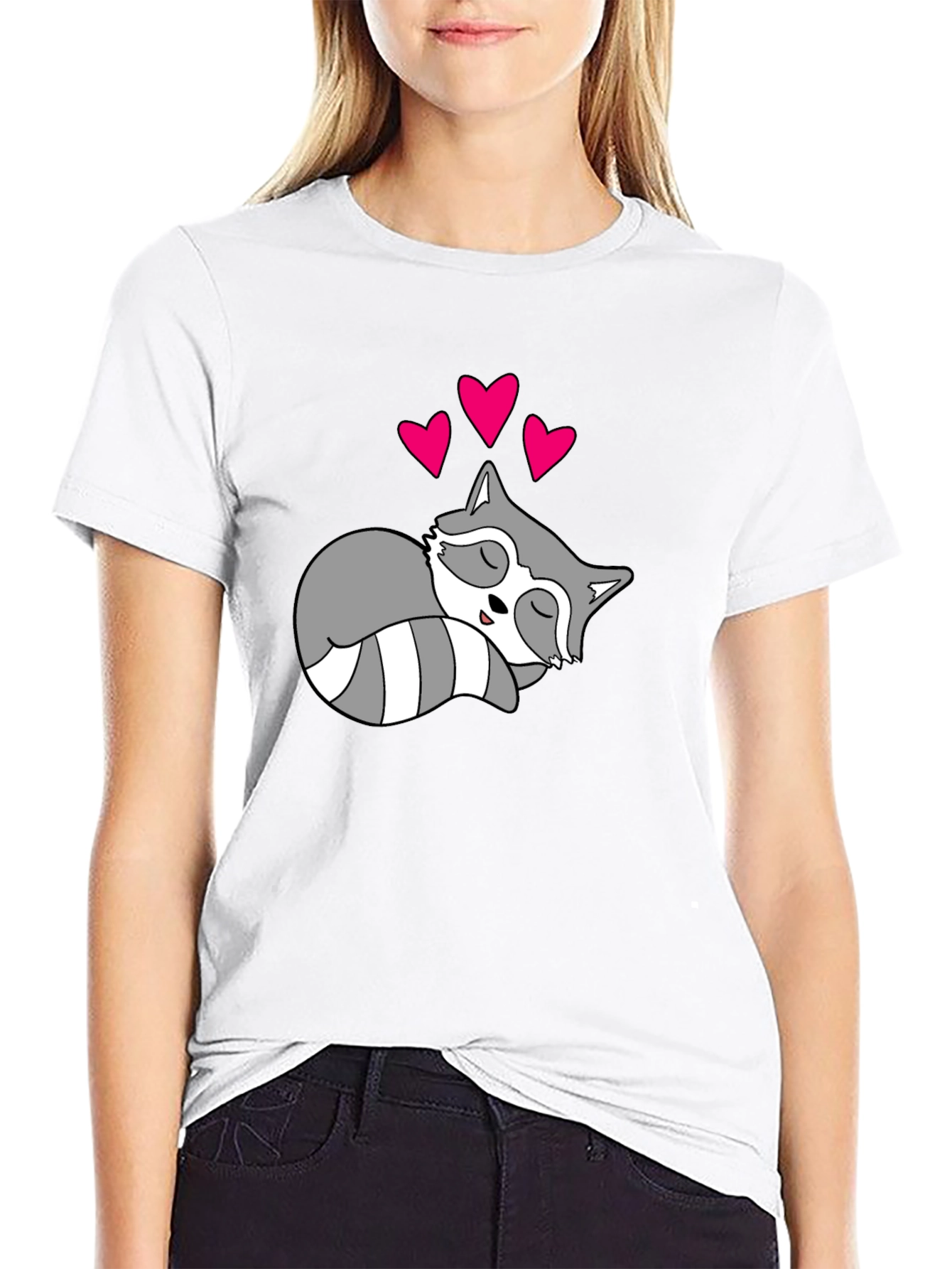 Sleeping Raccoon Graphic Tee - Cute Love Animal Shirt