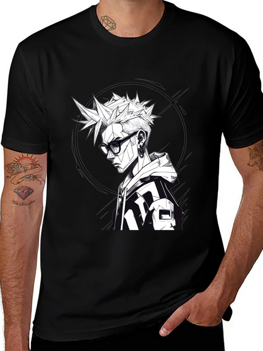 Edgy Geometric Anime Tee