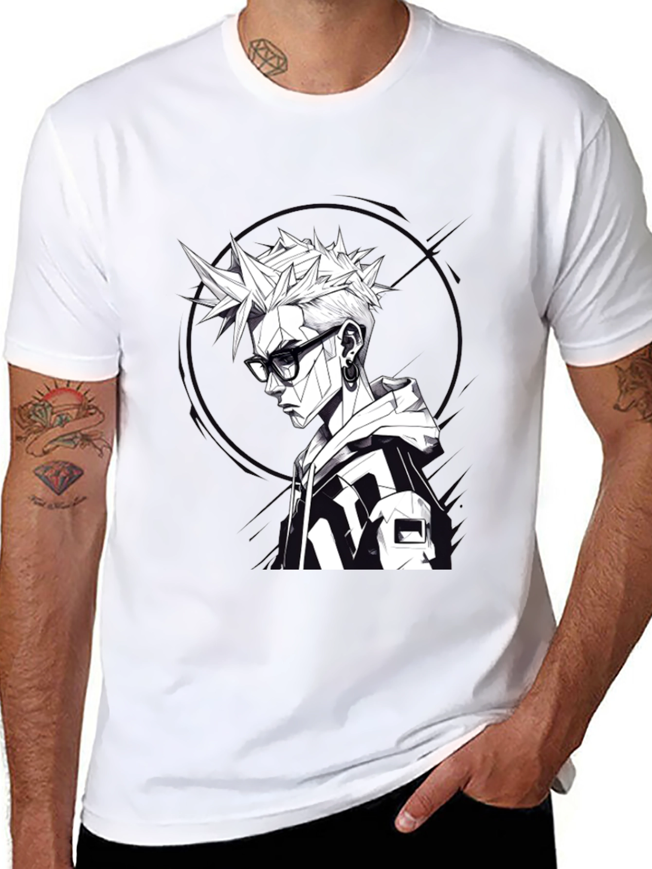 Edgy Geometric Anime Tee