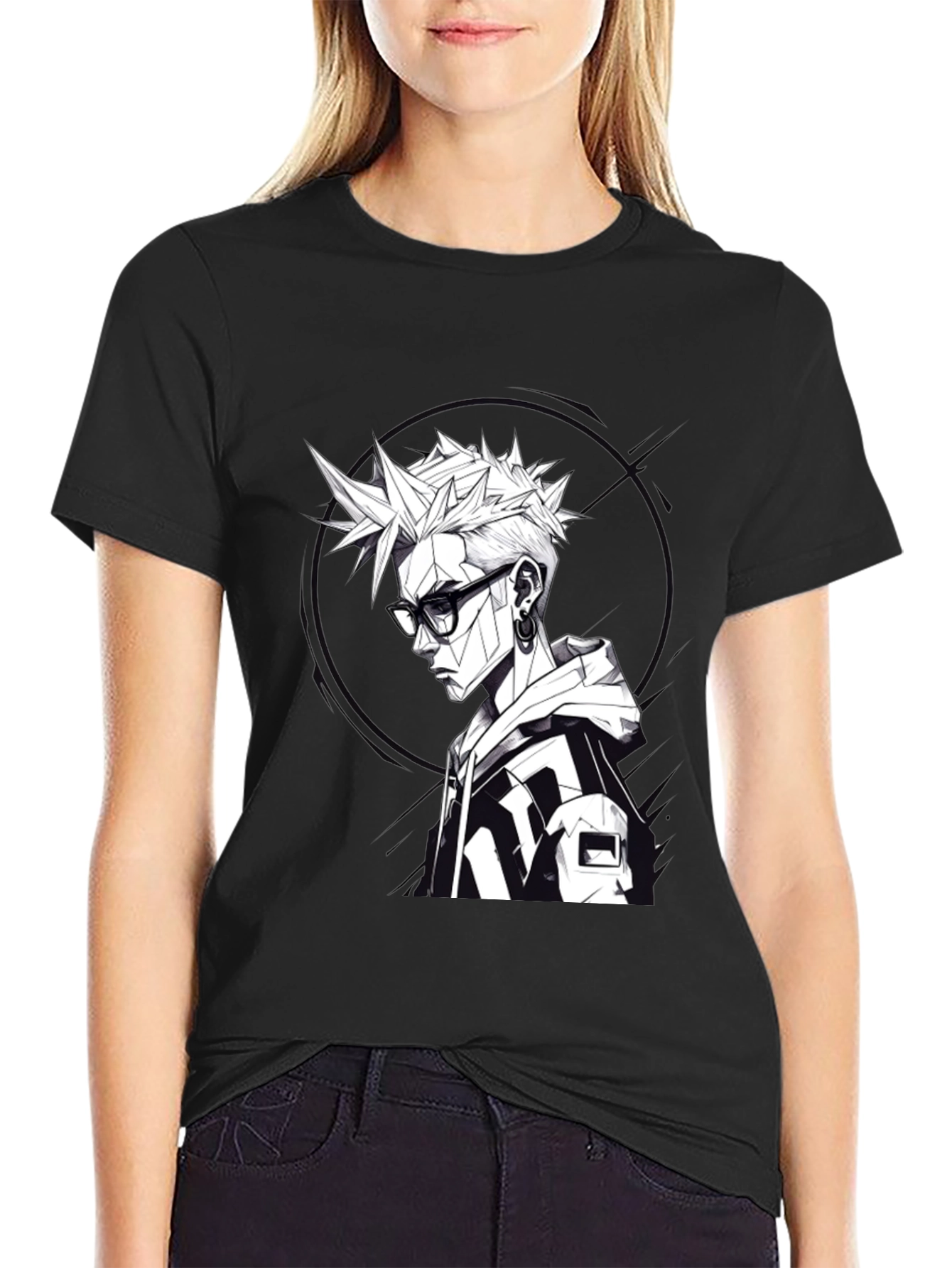 Edgy Geometric Anime Tee