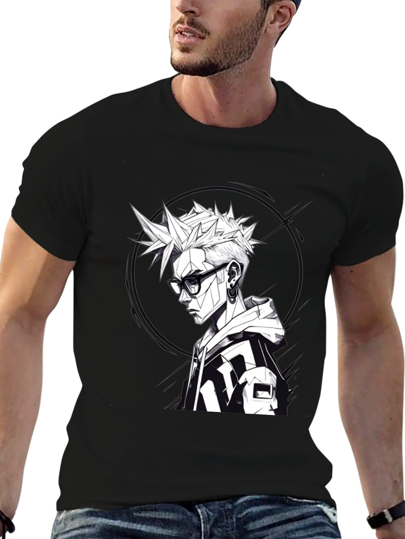 Edgy Geometric Anime Tee