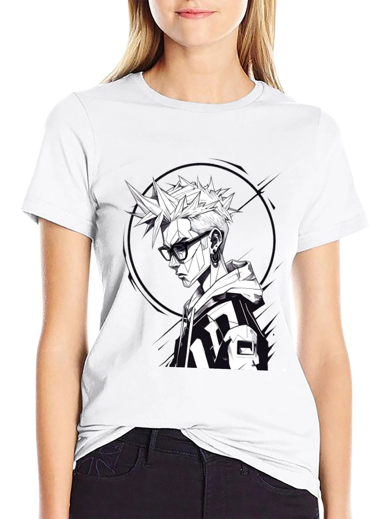 Edgy Geometric Anime Tee