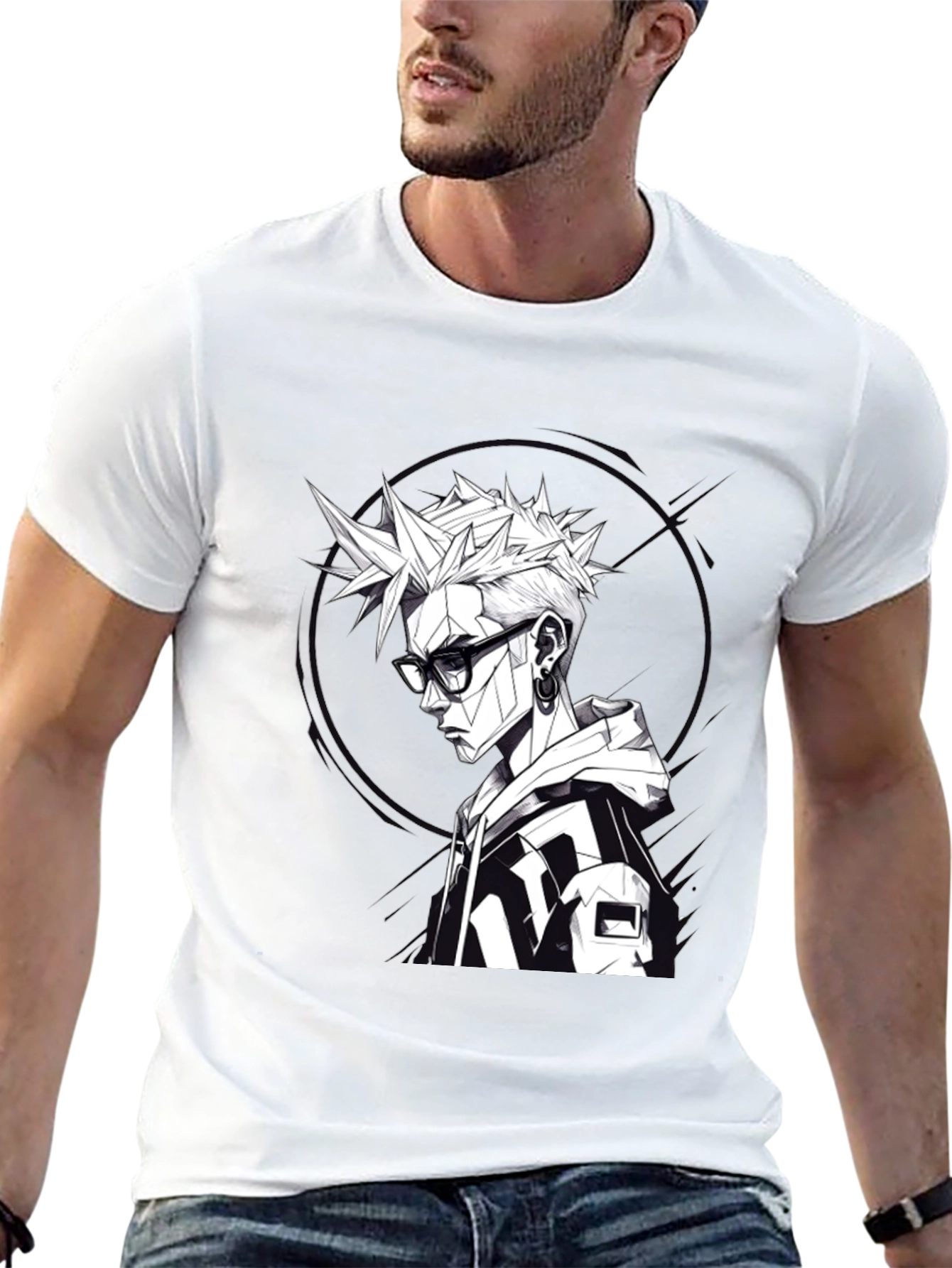 Edgy Geometric Anime Tee