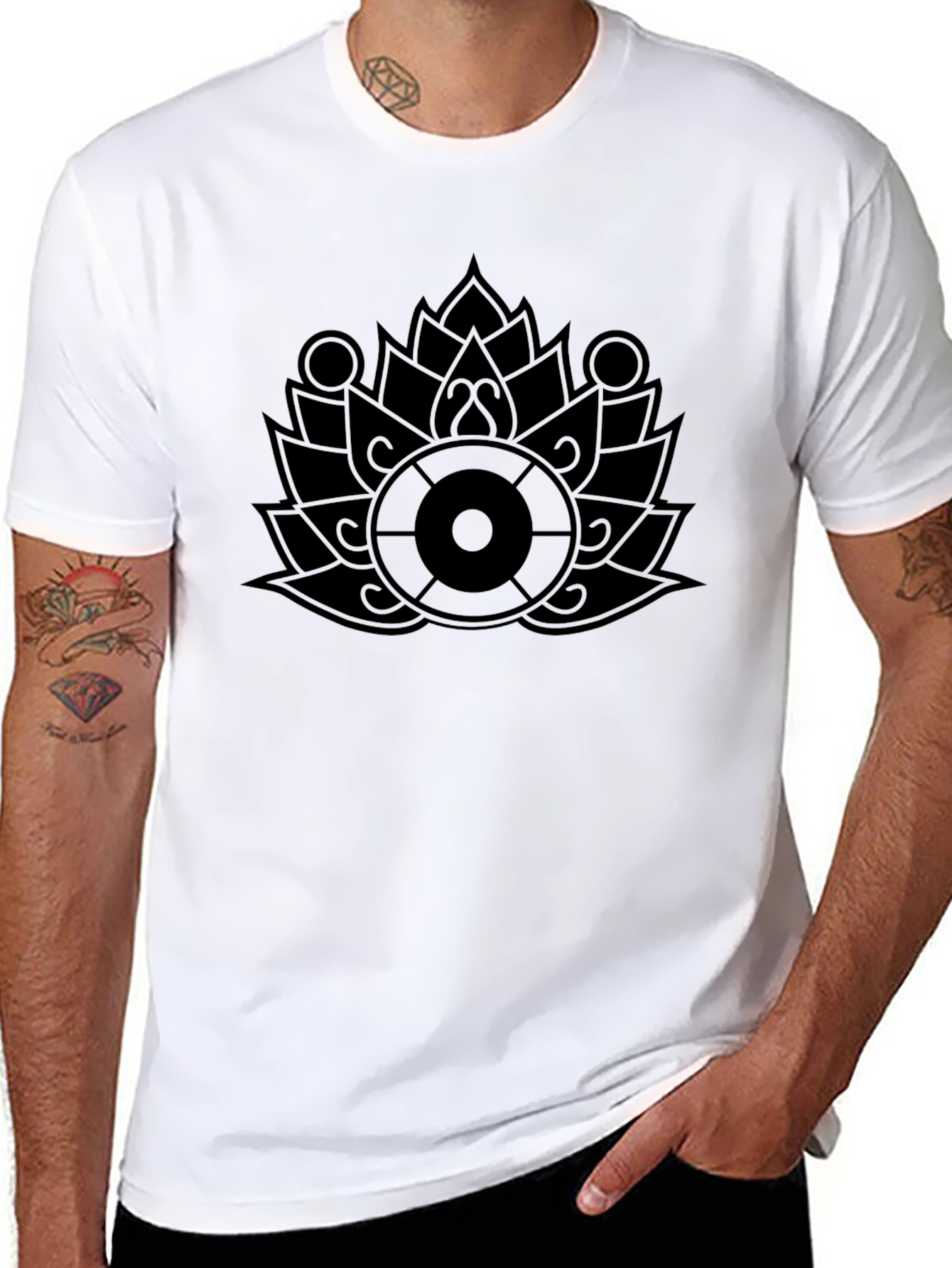 Lotus Wheel Graphic Black T-Shirt