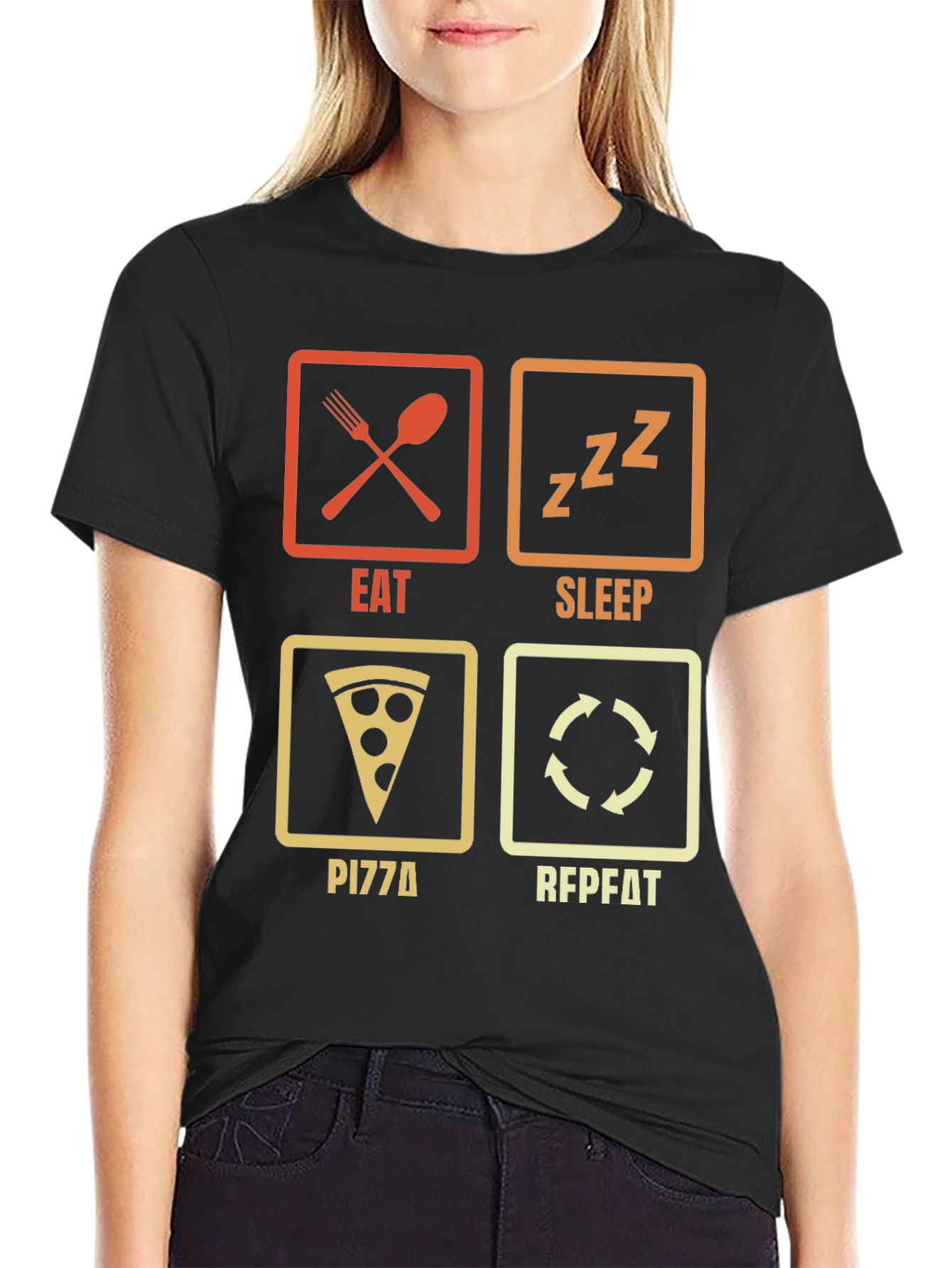 Eat Sleep Pizza Repeat T-Shirt - Funny Foodie Tee