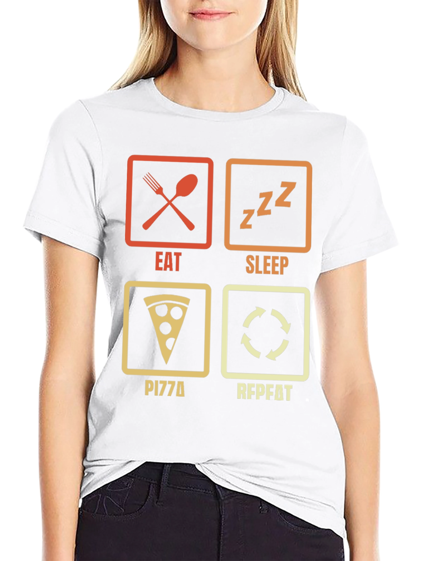 Eat Sleep Pizza Repeat T-Shirt - Funny Foodie Tee