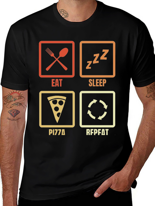 Eat Sleep Pizza Repeat T-Shirt - Funny Foodie Tee
