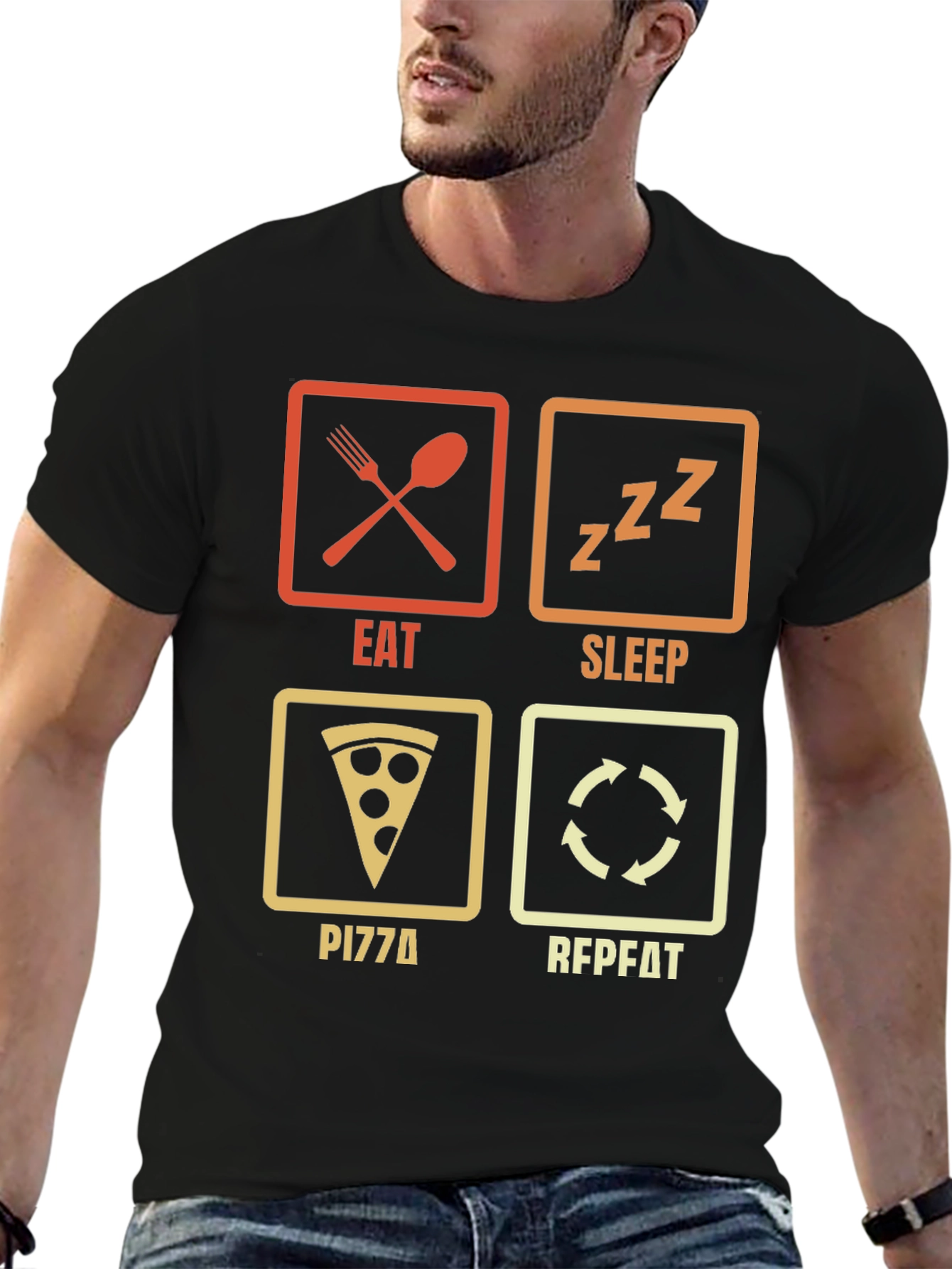 Eat Sleep Pizza Repeat T-Shirt - Funny Foodie Tee