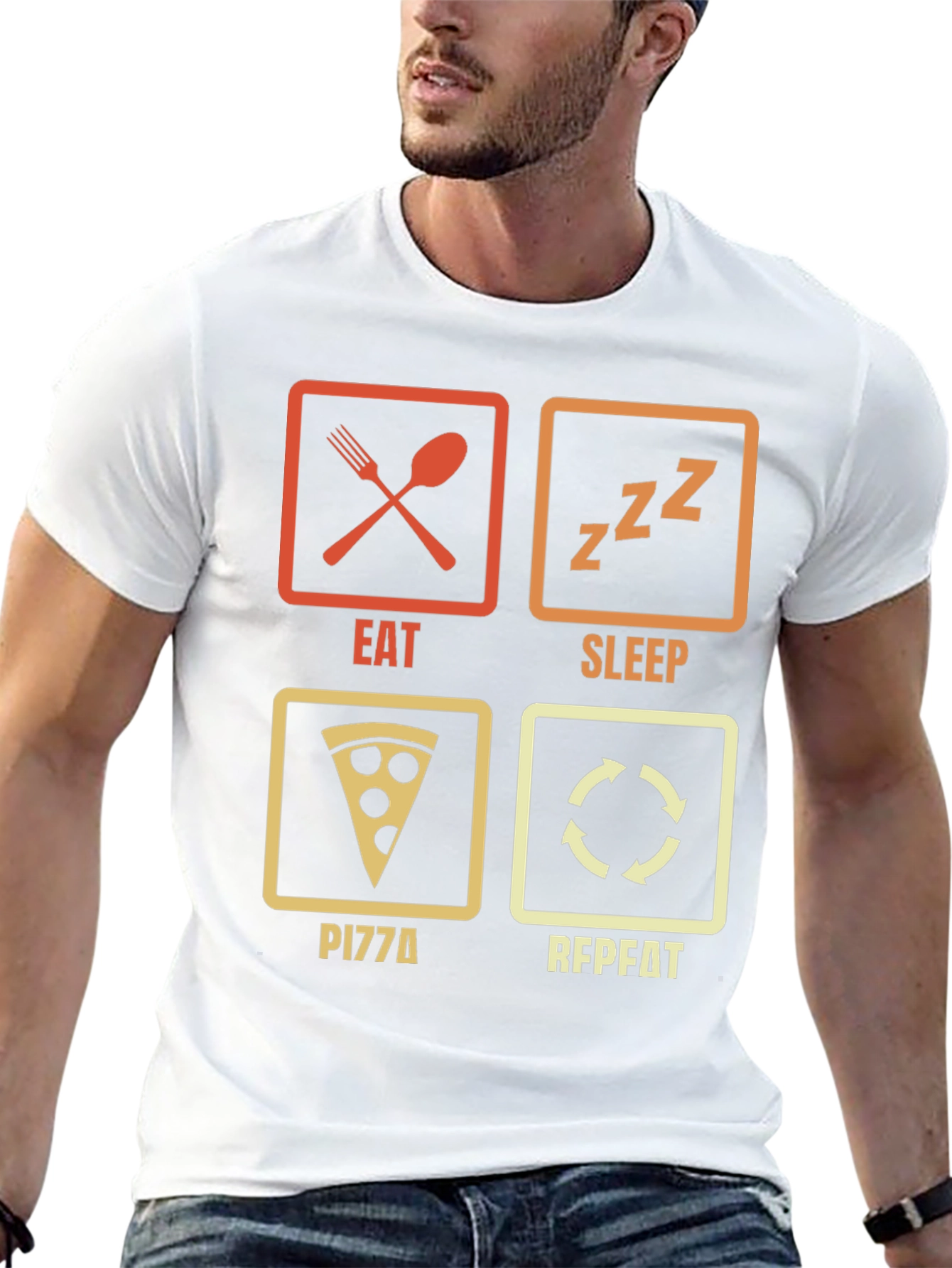 Eat Sleep Pizza Repeat T-Shirt - Funny Foodie Tee