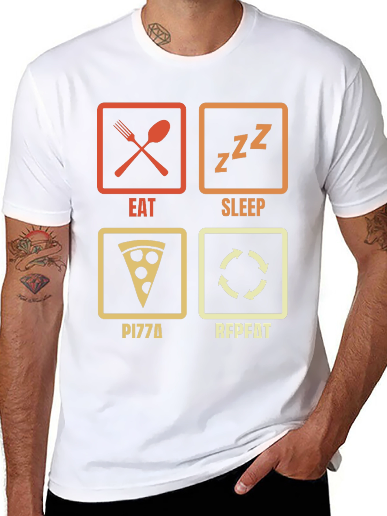 Eat Sleep Pizza Repeat T-Shirt - Funny Foodie Tee
