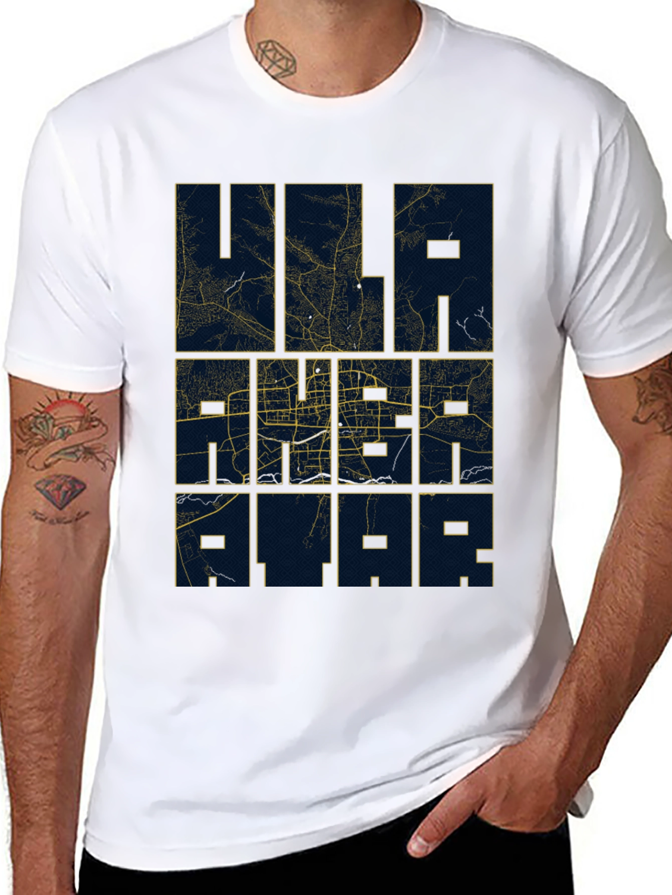 Ulaanbaatar Map T-Shirt - Urban Style