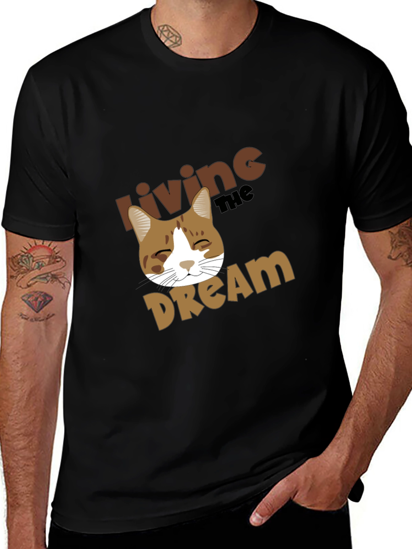 Living the Dream Cat Graphic T-Shirt