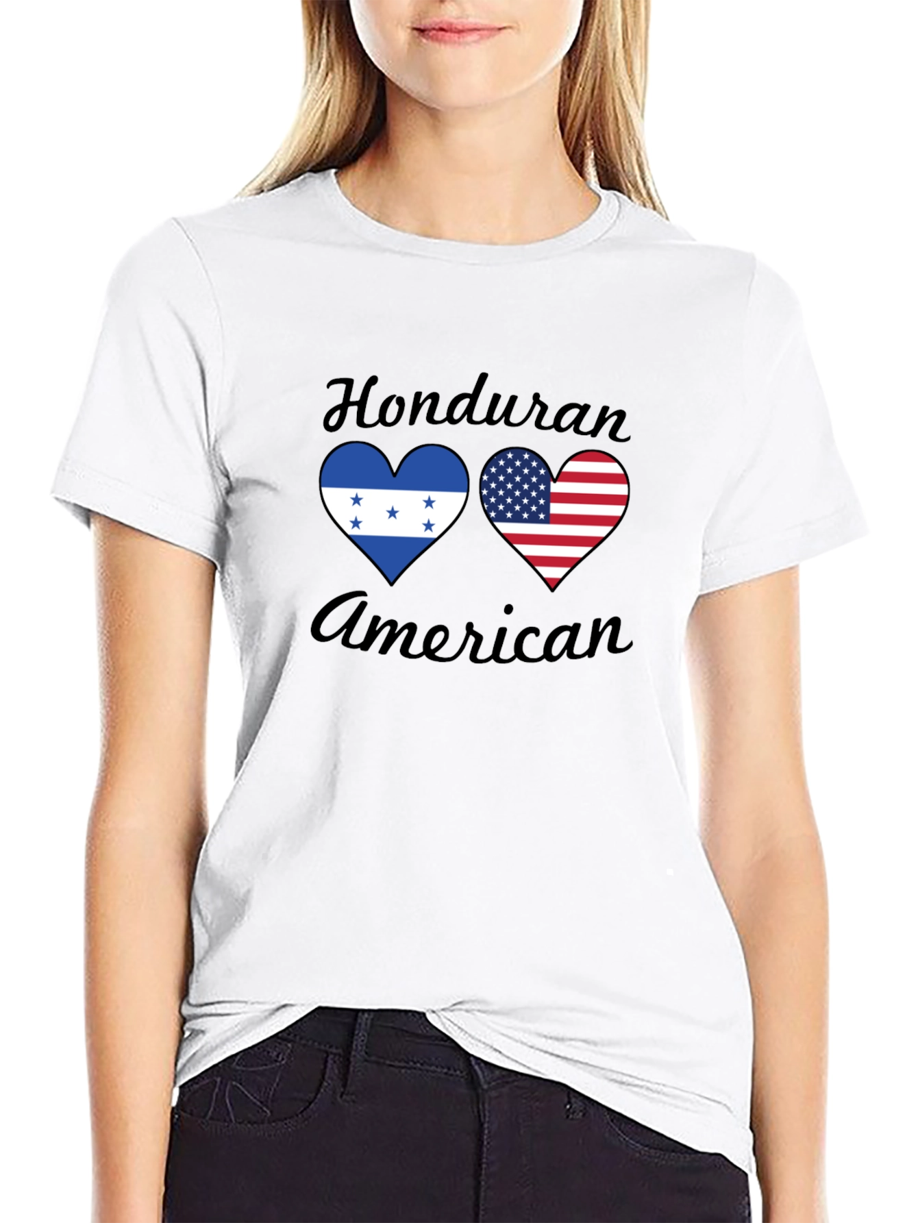 Honduran American Flag Heart Graphic T-Shirt