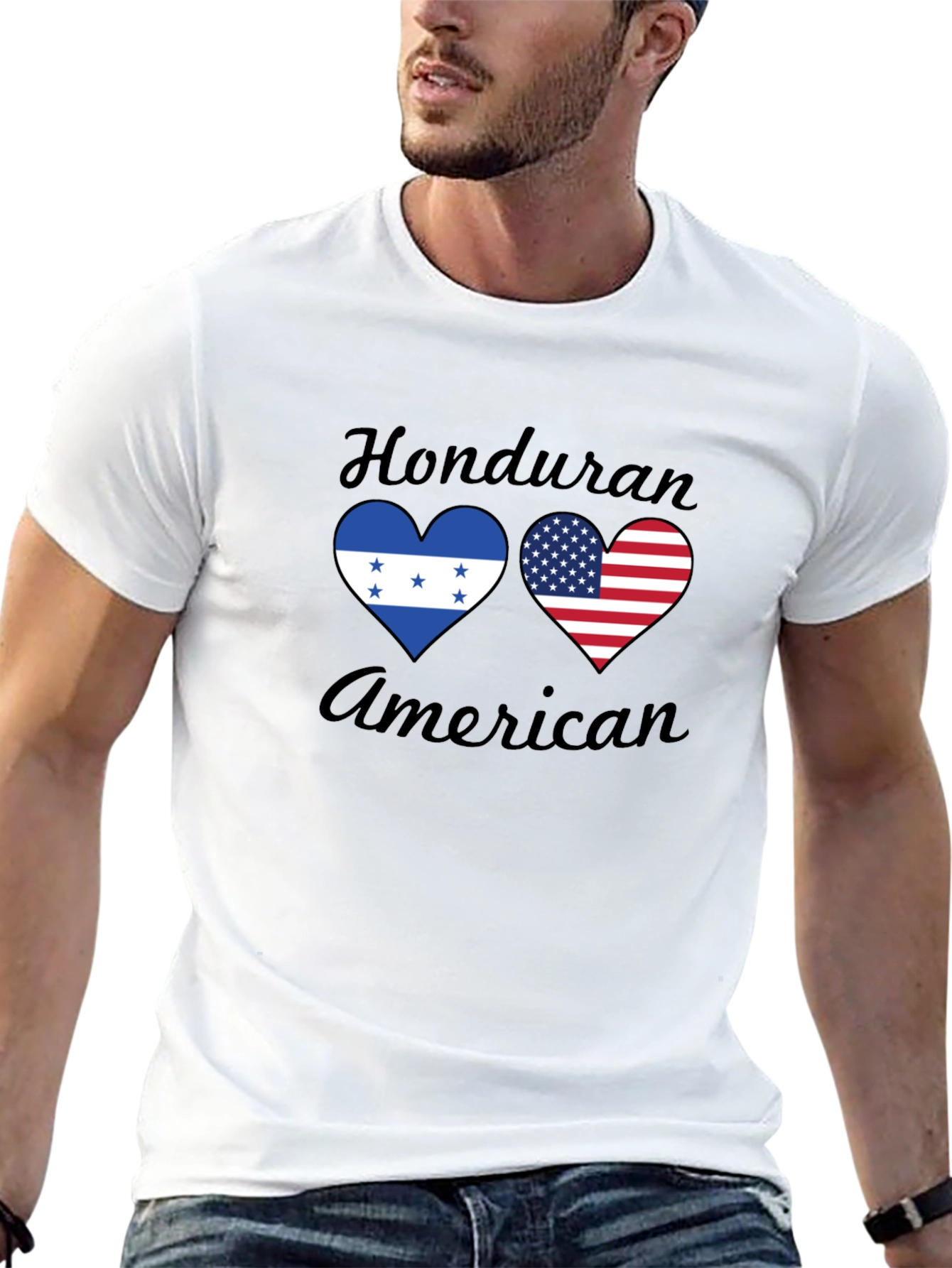 Honduran American Flag Heart Graphic T-Shirt