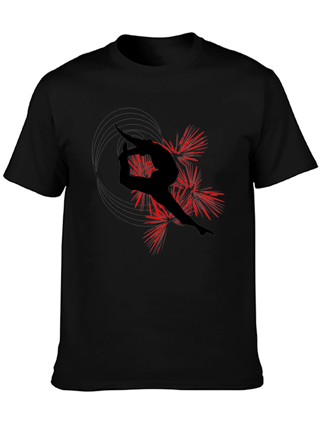 Gymnast Silhouette Graphic Tee - Black Cotton T-Shirt