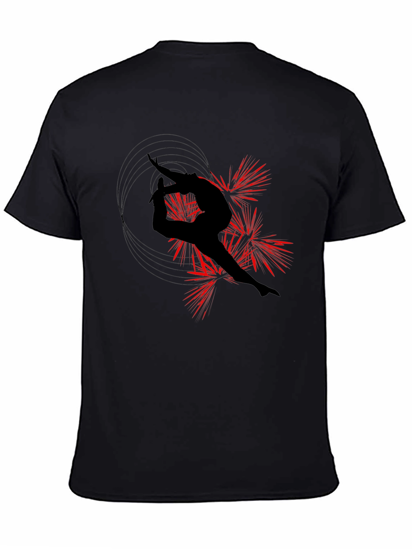 Gymnast Silhouette Graphic Tee - Black Cotton T-Shirt