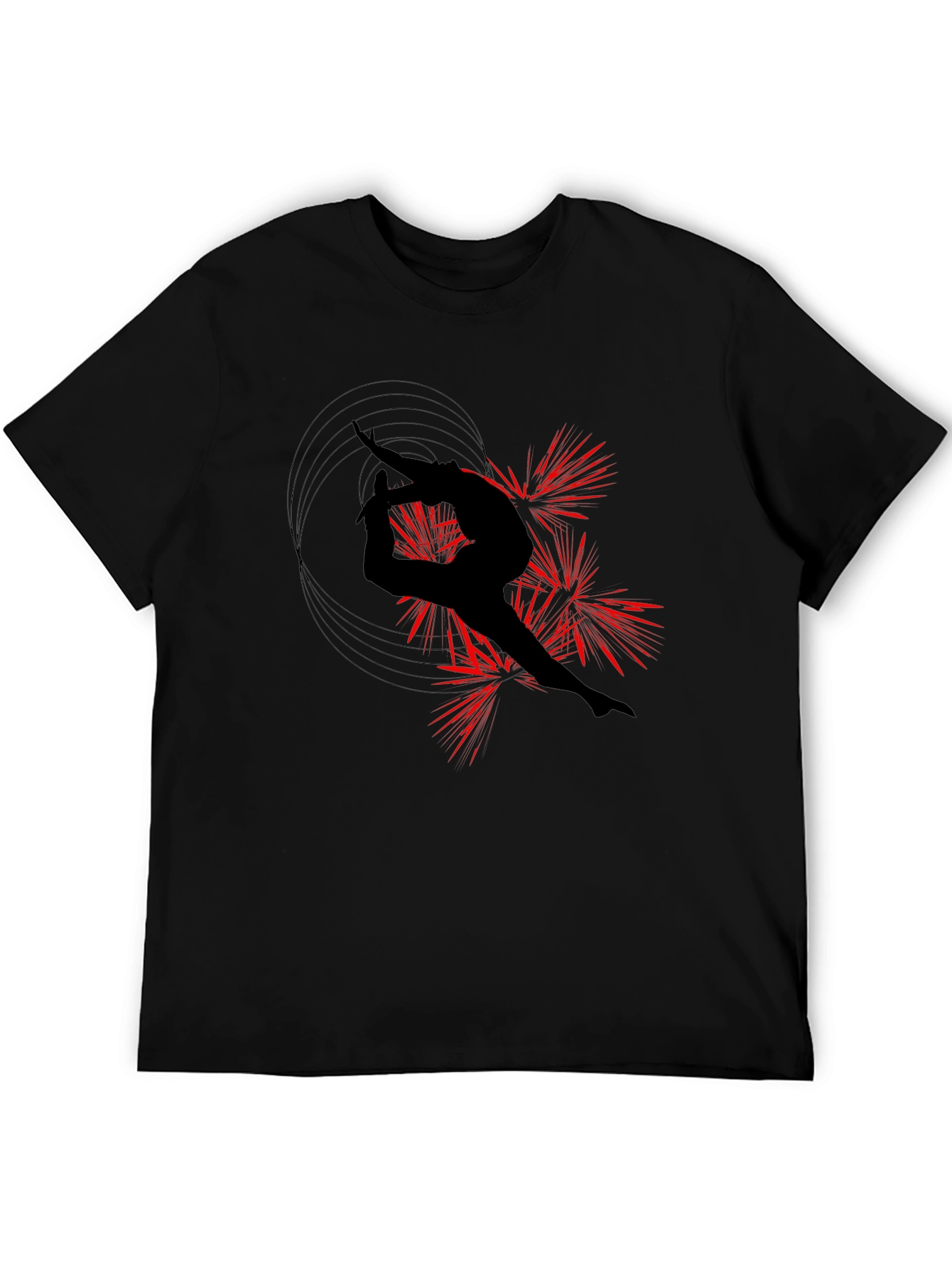 Gymnast Silhouette Graphic Tee - Black Cotton T-Shirt