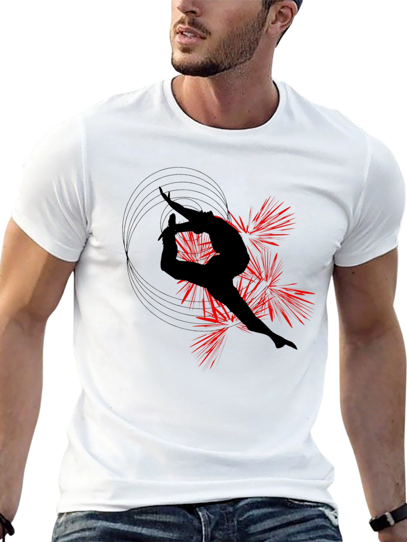 Gymnast Silhouette Graphic Tee - Black Cotton T-Shirt