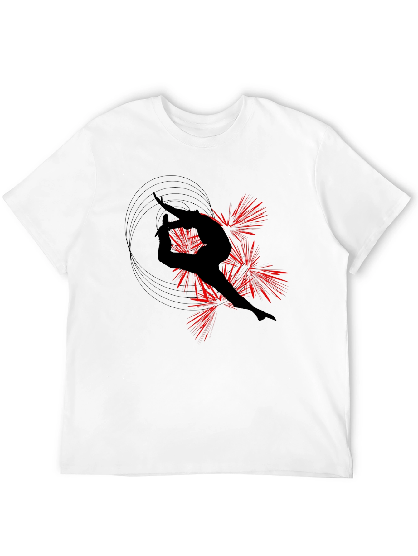 Gymnast Silhouette Graphic Tee - Black Cotton T-Shirt