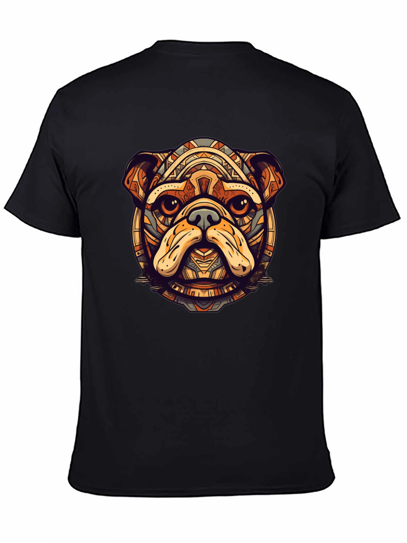 Bulldog Tribal Art Black T-Shirt