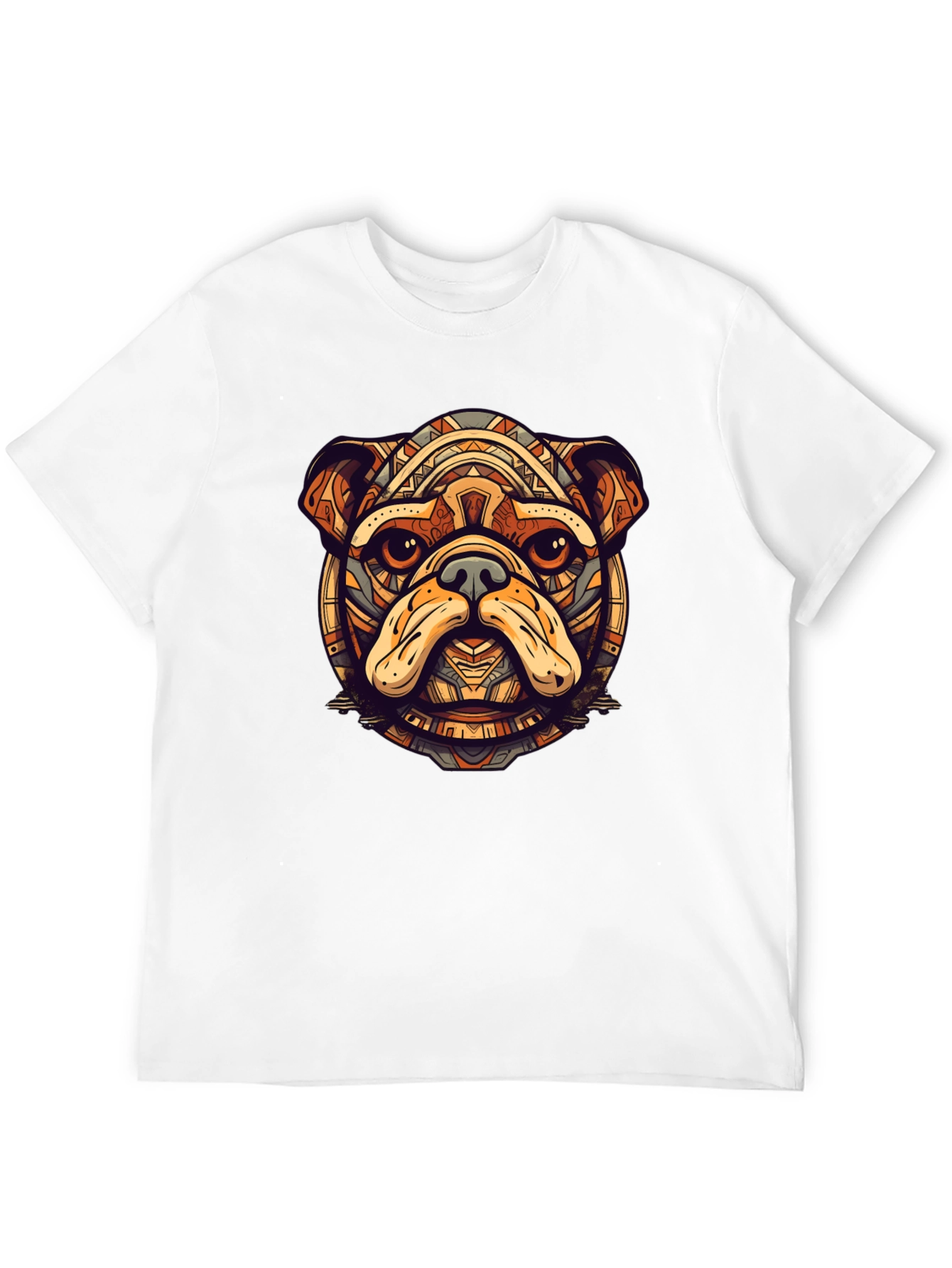 Bulldog Tribal Art Black T-Shirt