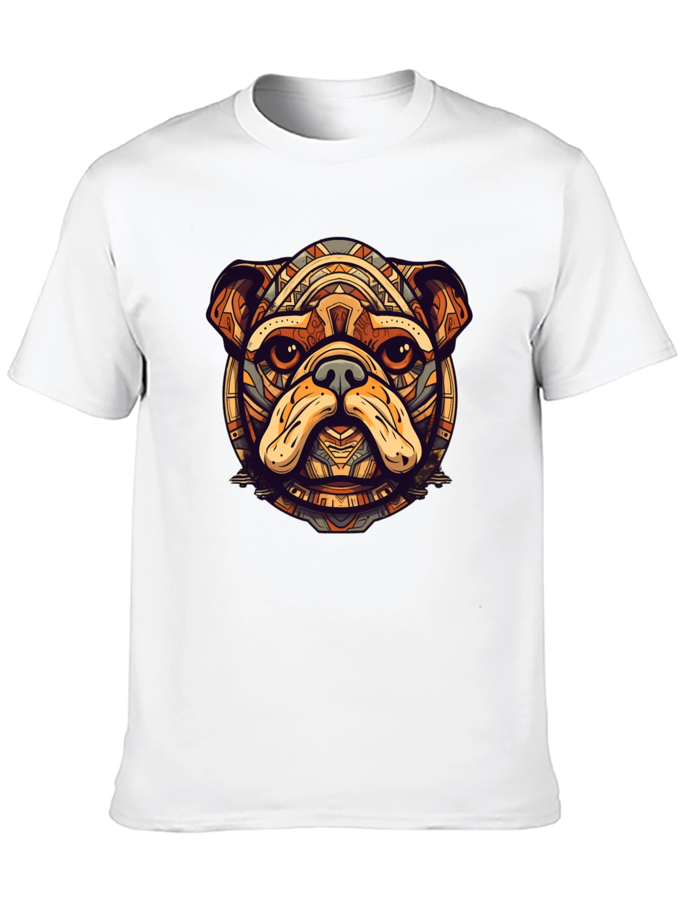 Bulldog Tribal Art Black T-Shirt