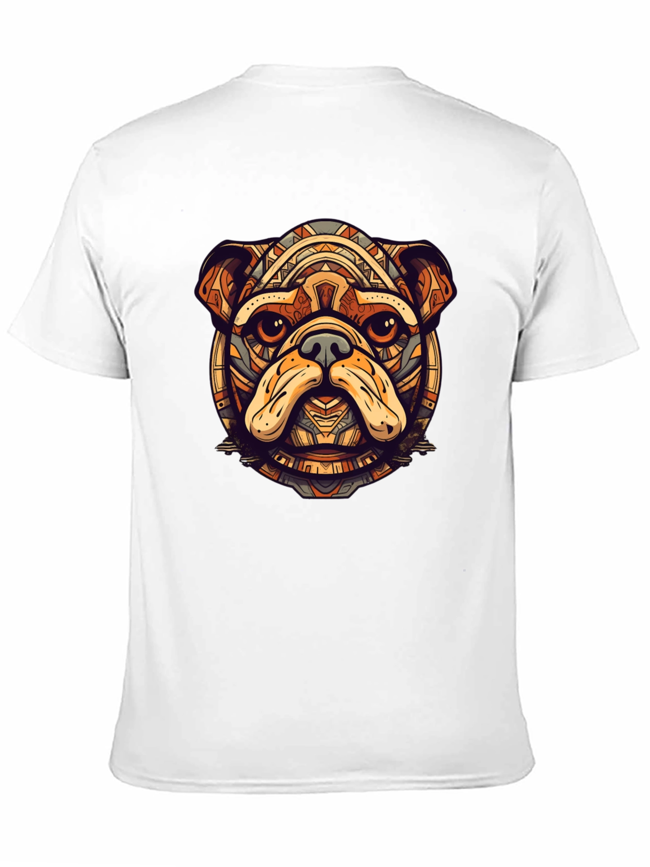 Bulldog Tribal Art Black T-Shirt
