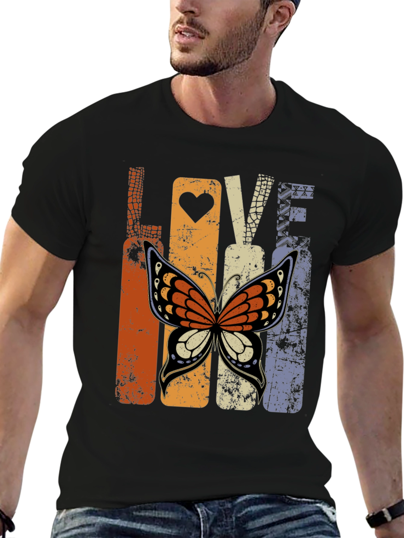 Love Butterfly Graphic Tee - Retro Design