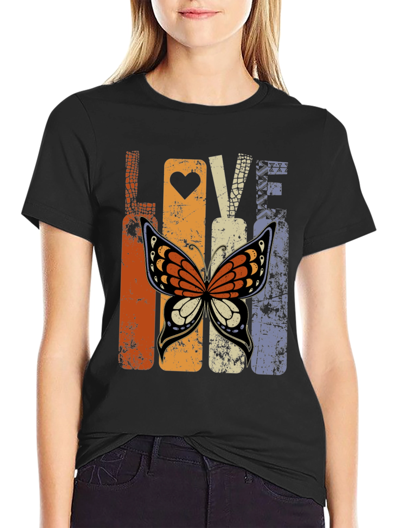 Love Butterfly Graphic Tee - Retro Design