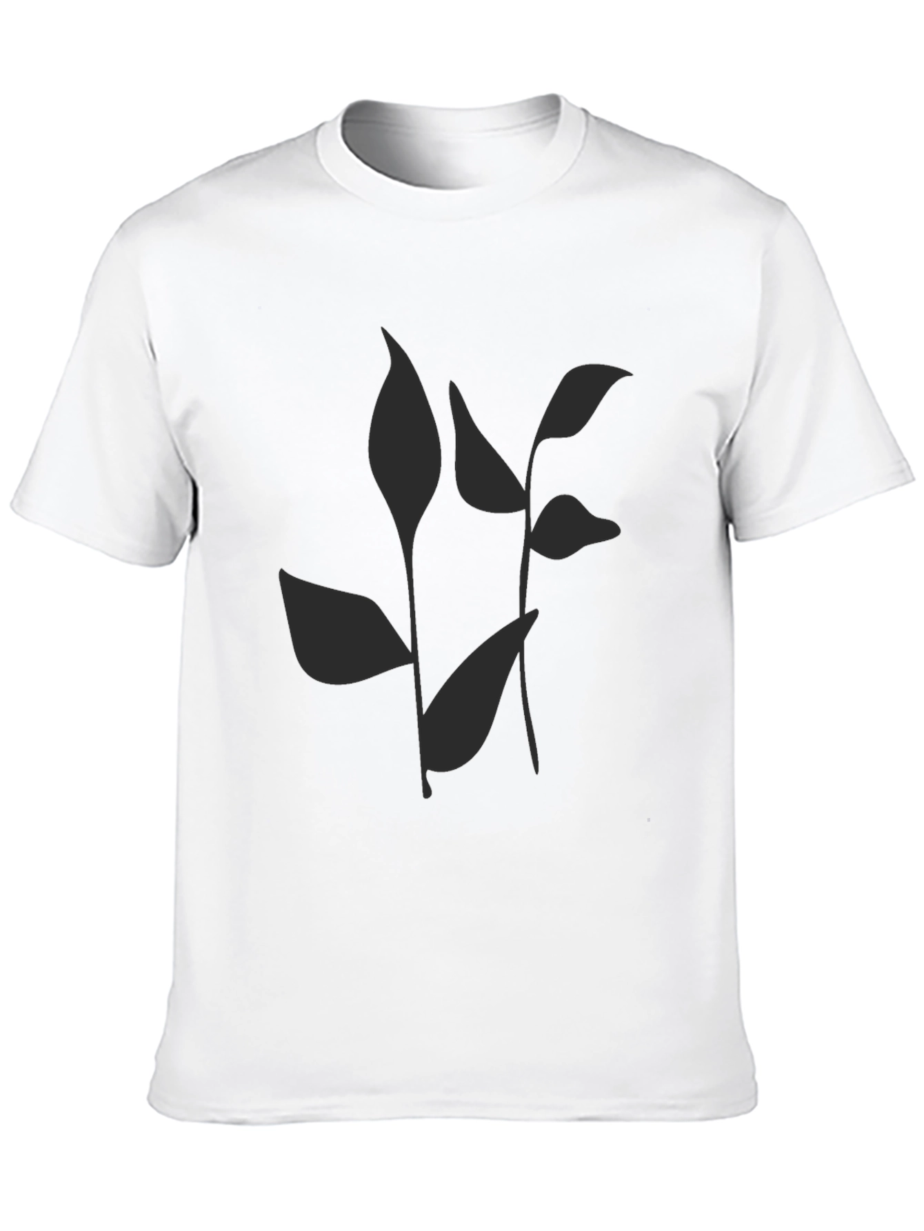 Stylish Black Tee with Abstract Leaf Print