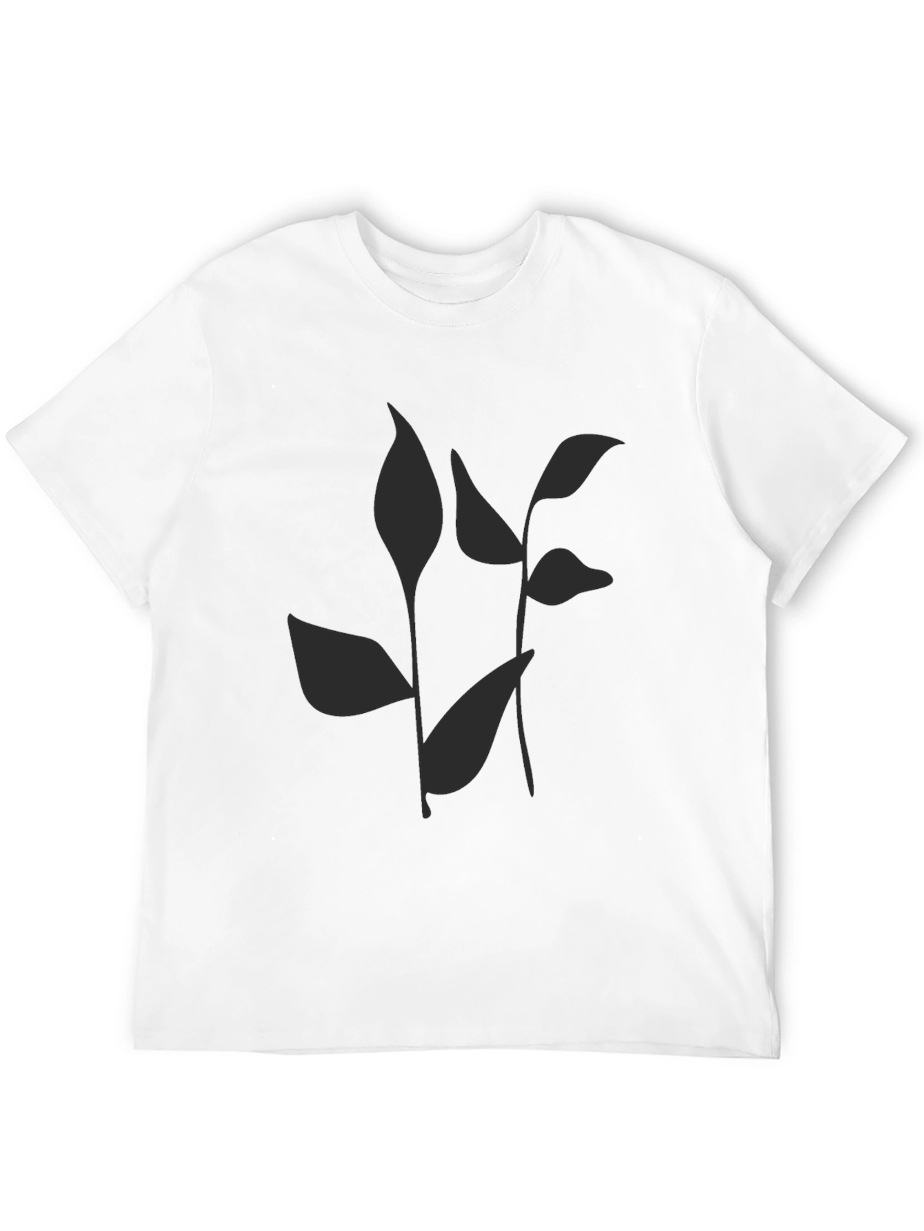 Stylish Black Tee with Abstract Leaf Print