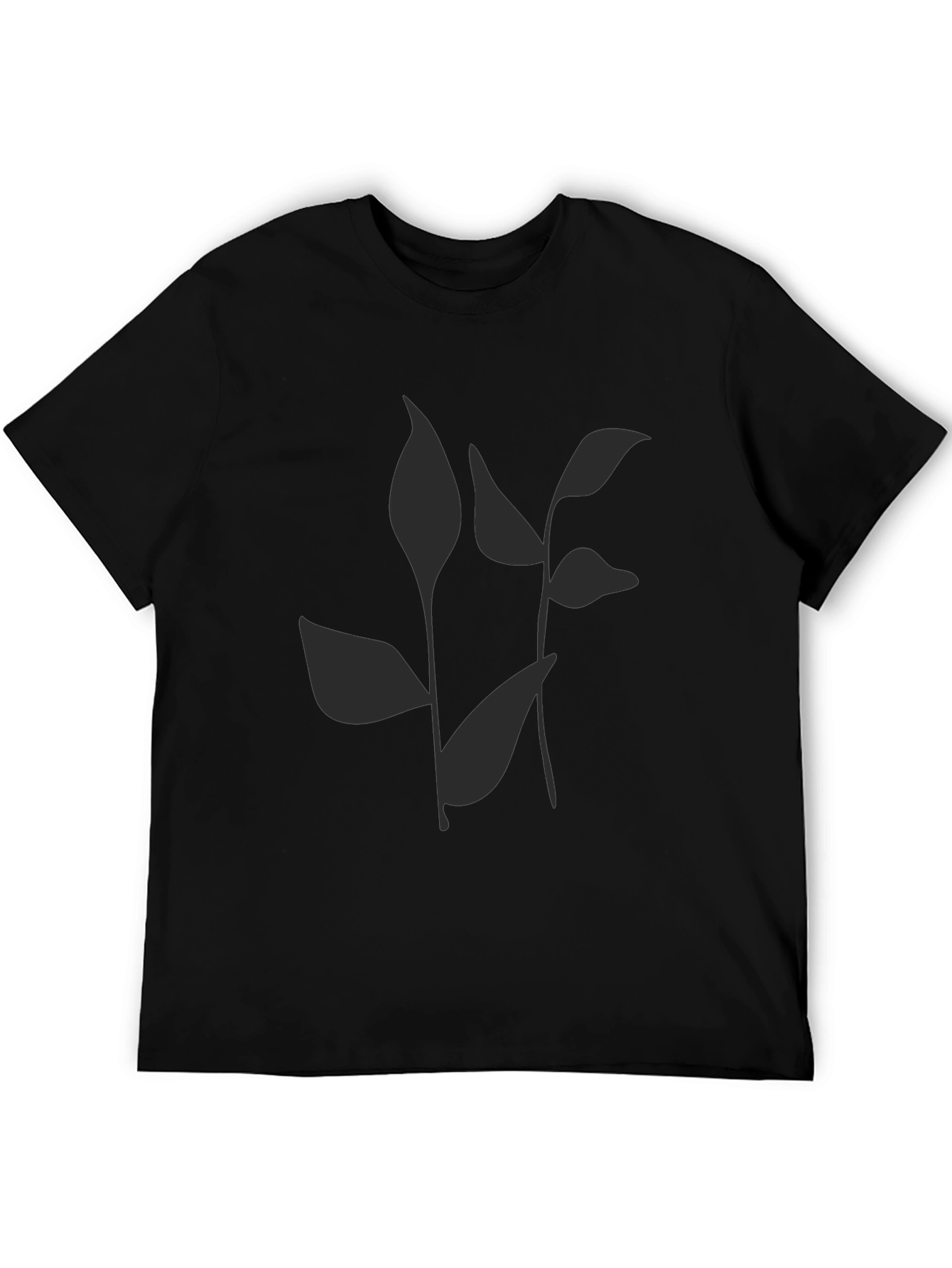 Stylish Black Tee with Abstract Leaf Print