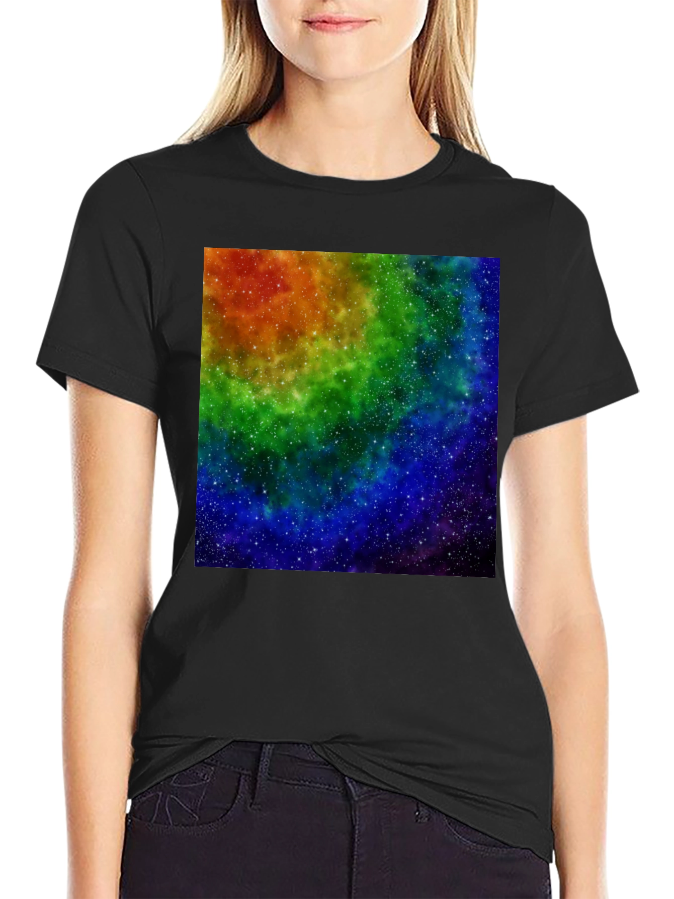 Rainbow Galaxy Black T-Shirt