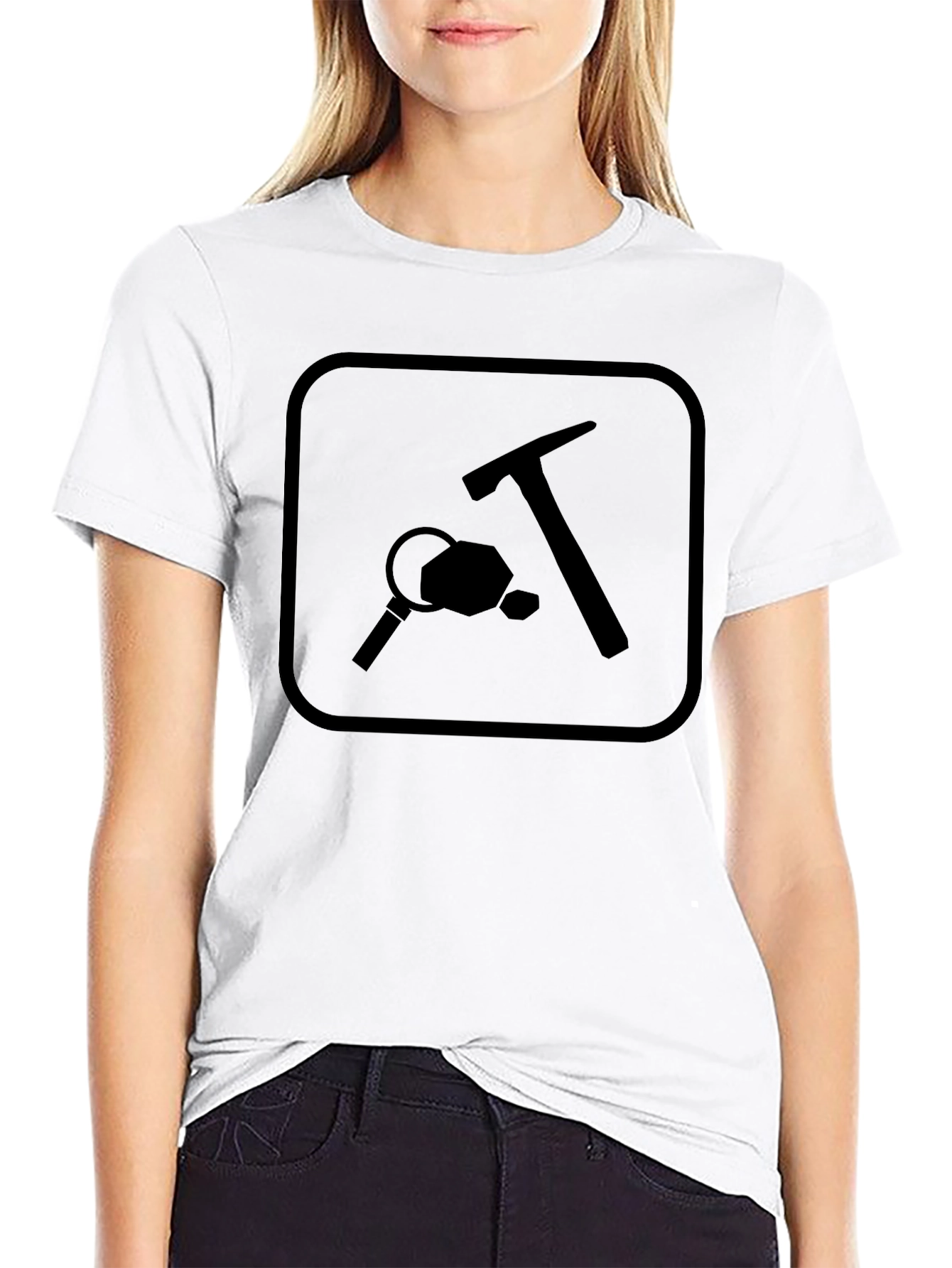 Miner T-Shirt: Geology Hammer & Magnifier Design